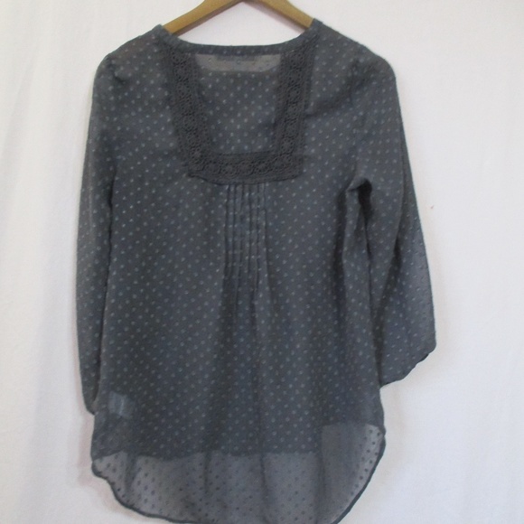 Daniel Rainn Semi Sheer Gray Blouse - Picture 2 of 2